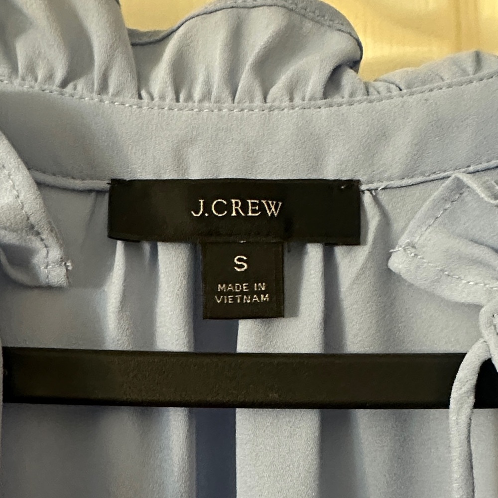 J. Crew Light Blue Ruffle Neck Blouse - Picture 3 of 3